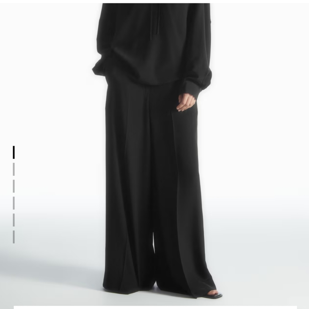 COS Silk Wide Leg Pants Black 14 NWT